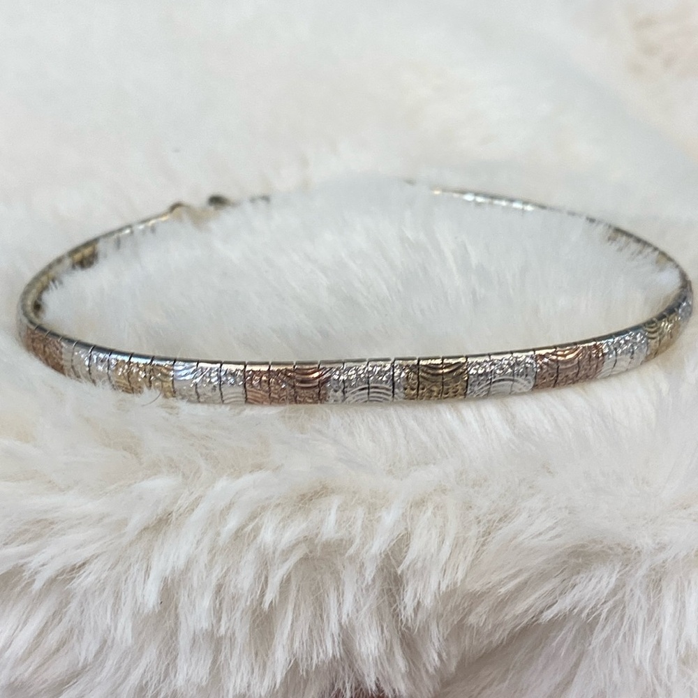 Tri-Color gold Over Sterling Bracelet